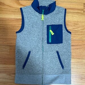 Gray and Blue Sleeveless Vest with Neon Accents